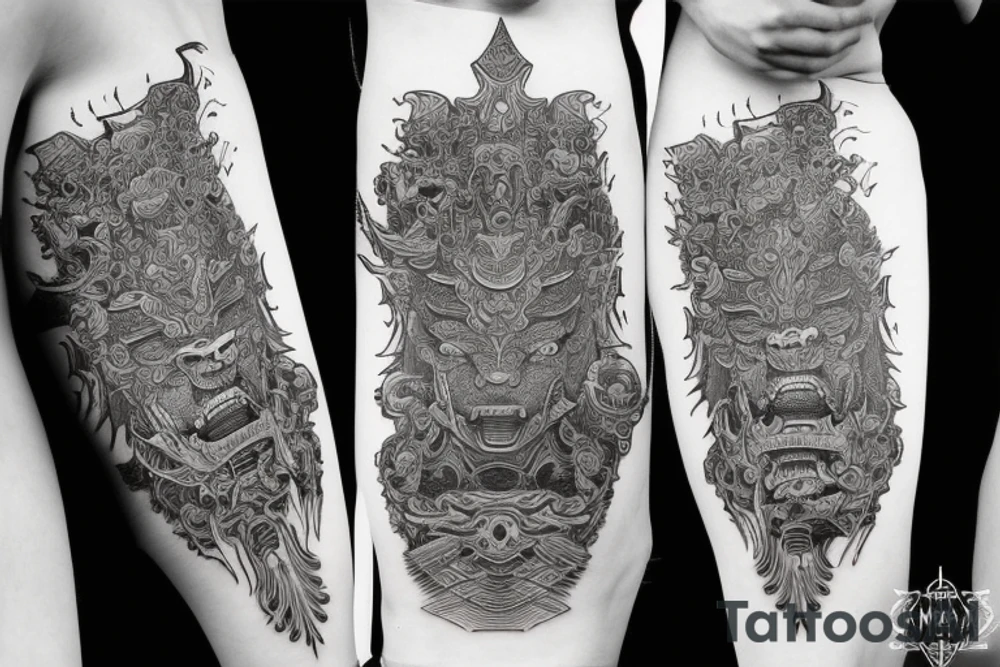 Samurai Woman Oni Intense Elaborate Intricate Comprehensive tattoo idea