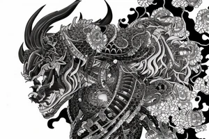 Samurai Woman Oni Intense Elaborate Intricate Comprehensive tattoo idea
