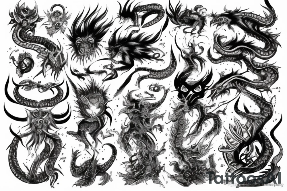 Oriental 
Runic Elaborate Intricate Comprehensive Demon woman gorgeous beautiful Feral Chaos tattoo idea