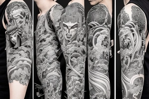 Samurai Woman Oni Intense Elaborate Intricate Comprehensive Detailed Gorgeous Vibrant tattoo idea