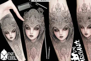 Female Elven Woman Oni Intense Elaborate Intricate Comprehensive Detailed Gorgeous Vibrant tattoo idea