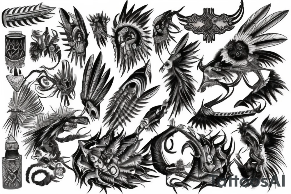 Chaos Spiritual Native American Intricate Comprehensive Detailed Elaborate tattoo idea