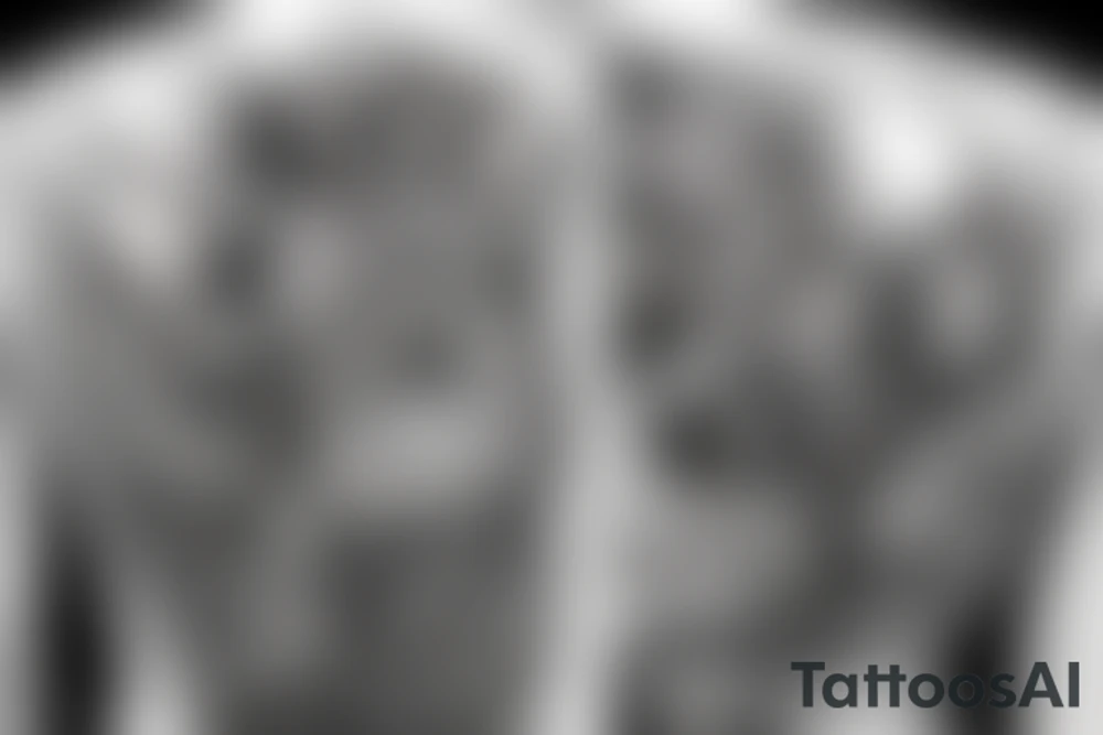 FULL BACK PIECE SKELETON RIDING A Harley Davidson STREET GLIDE THROUGH A DFRAMATIC OLD DESTERTED TOWN tattoo idea