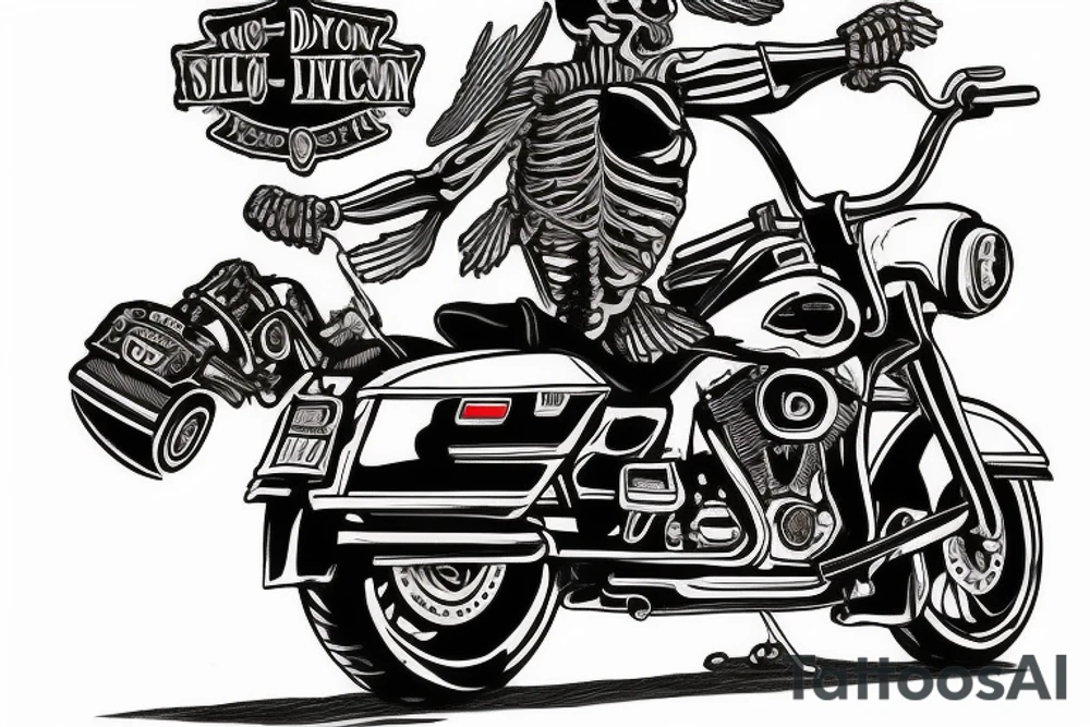 SKELETON RIDING A Harley Davidson ROAD KING 2004 tattoo idea