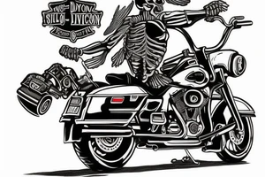 SKELETON RIDING A Harley Davidson ROAD KING 2004 tattoo idea