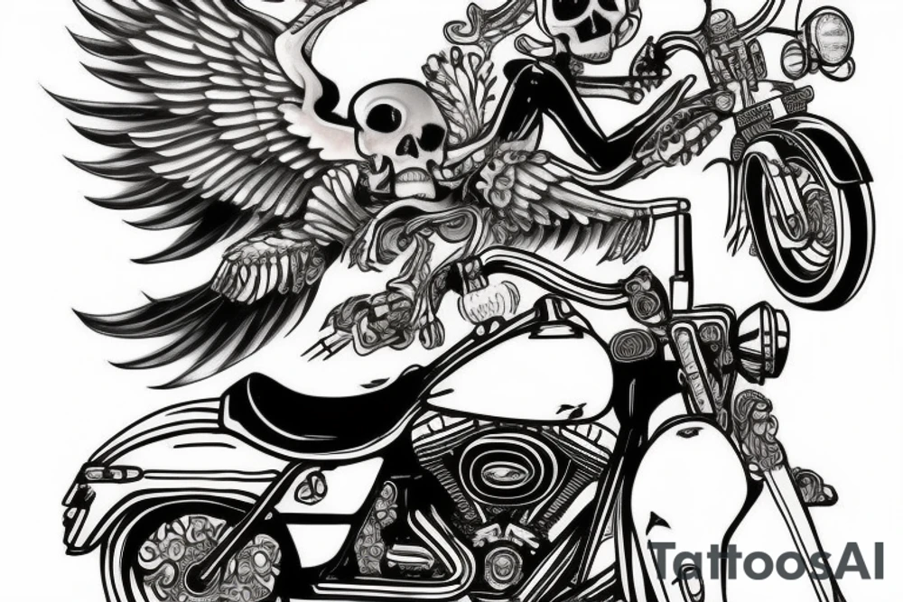 SKELETON RIDING A Harley Davidson ROAD KING 2004 tattoo idea