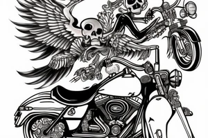 SKELETON RIDING A Harley Davidson ROAD KING 2004 tattoo idea