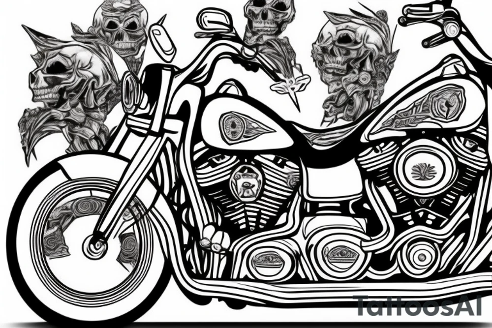 SKELETON RIDING A Harley Davidson ROAD KING 2004 tattoo idea
