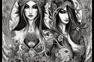Female Elven Woman Oni Intense Elaborate Intricate Comprehensive Detailed Gorgeous Vibrant tattoo idea