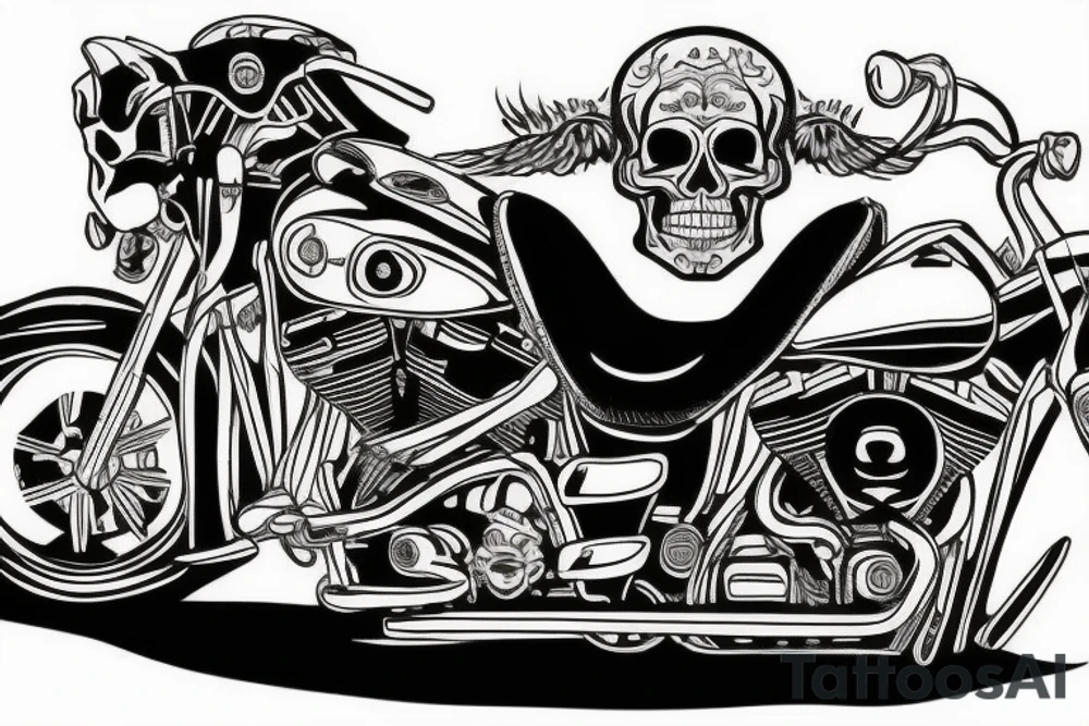 SKELETON RIDING A Harley Davidson ROAD KING 2004 tattoo idea