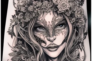 Female Elven Woman Oni Intense Elaborate Intricate Comprehensive Detailed Gorgeous Vibrant tattoo idea
