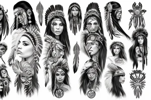 Chaos Spiritual Native American Intricate Comprehensive Detailed Elaborate female tattoo idea