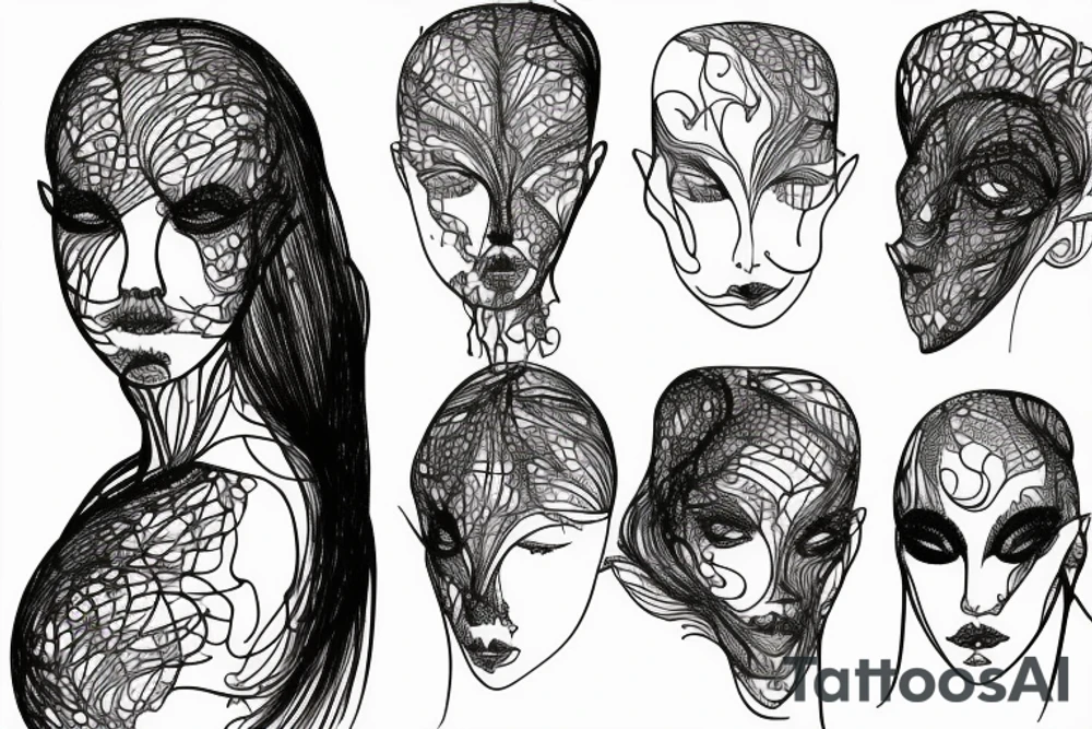 Iris van herpen line art tattoo idea