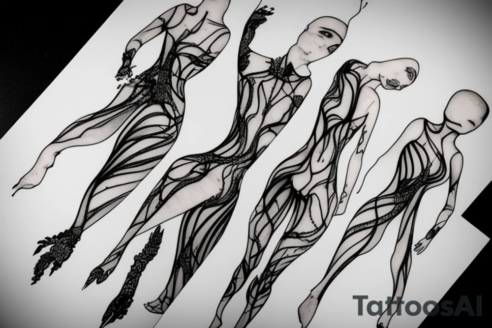 Iris van herpen dress line art tattoo idea