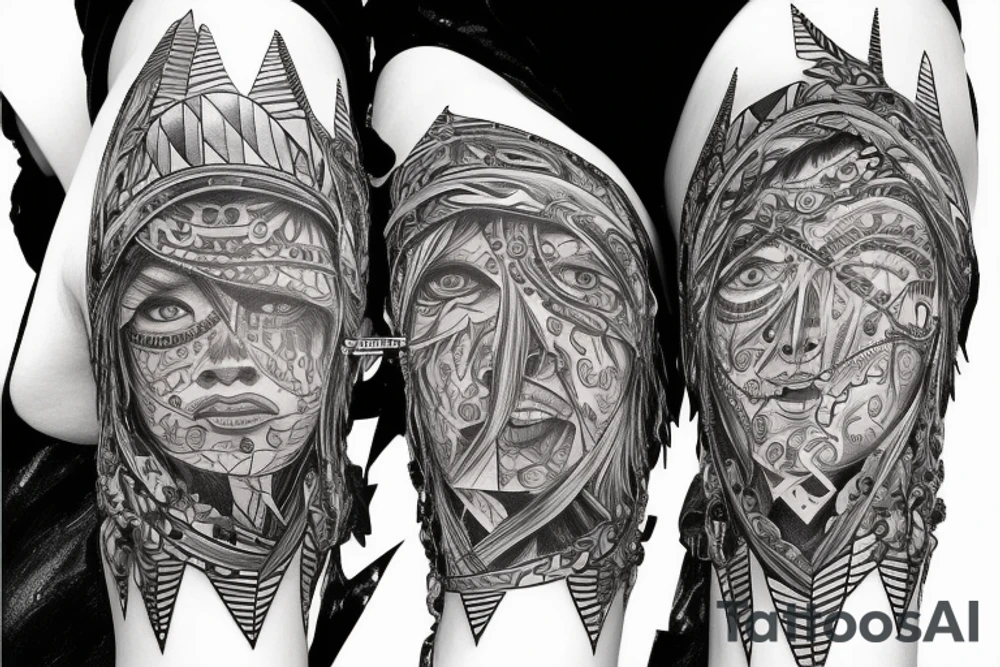 Chaos Spiritual Native American Intricate Comprehensive Detailed Elaborate female tattoo idea
