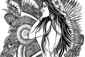 Chaos Spiritual Native American Intricate Comprehensive Detailed Elaborate female tattoo idea