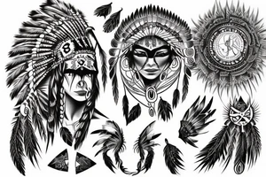 Chaos Spiritual Native American Intricate Comprehensive Detailed Elaborate female tattoo idea