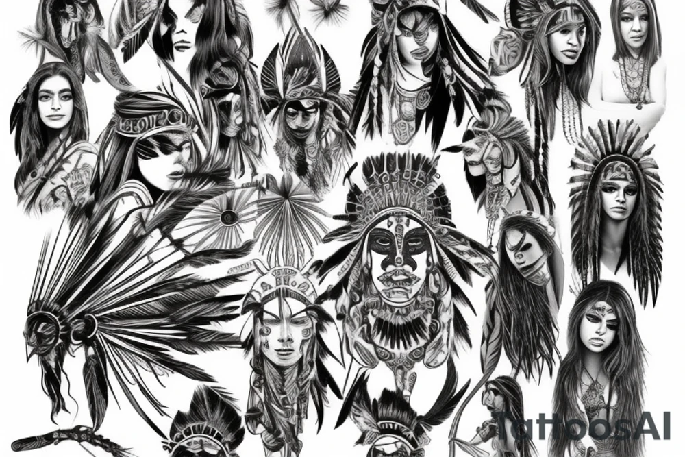 Chaos Spiritual Native American Intricate Comprehensive Detailed Elaborate female tattoo idea