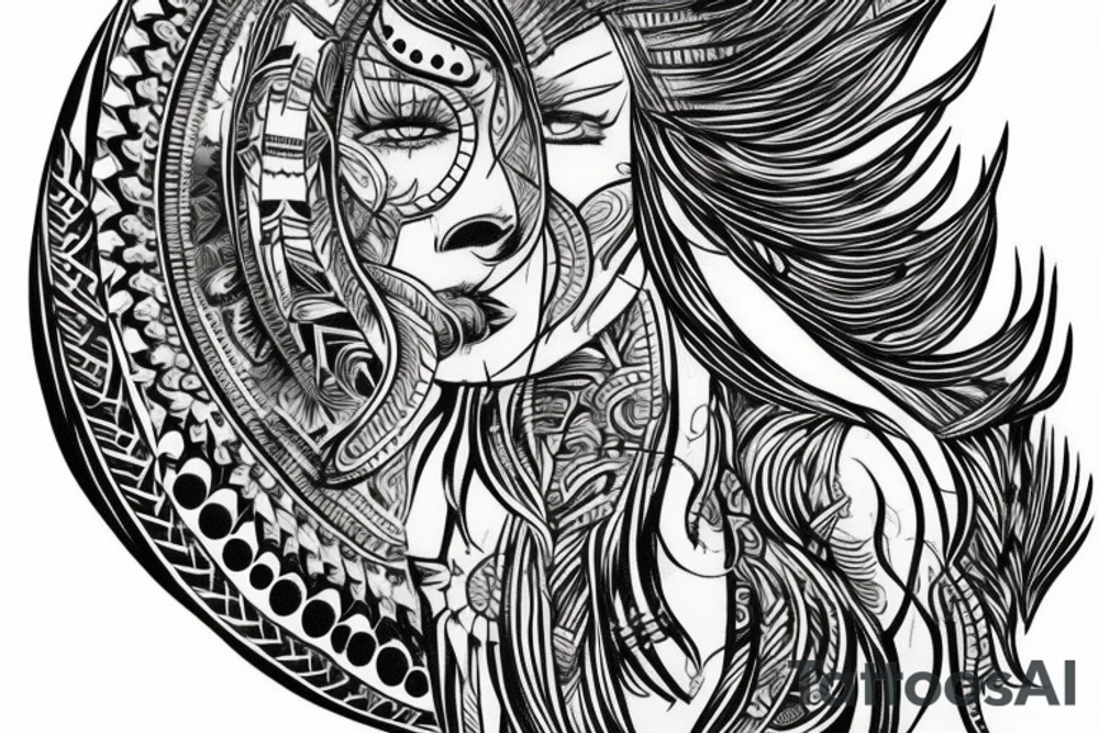 Chaos Spiritual Native American Intricate Comprehensive Detailed Elaborate female tattoo idea