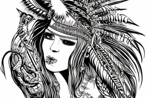 Chaos Spiritual Native American Intricate Comprehensive Detailed Elaborate female tattoo idea