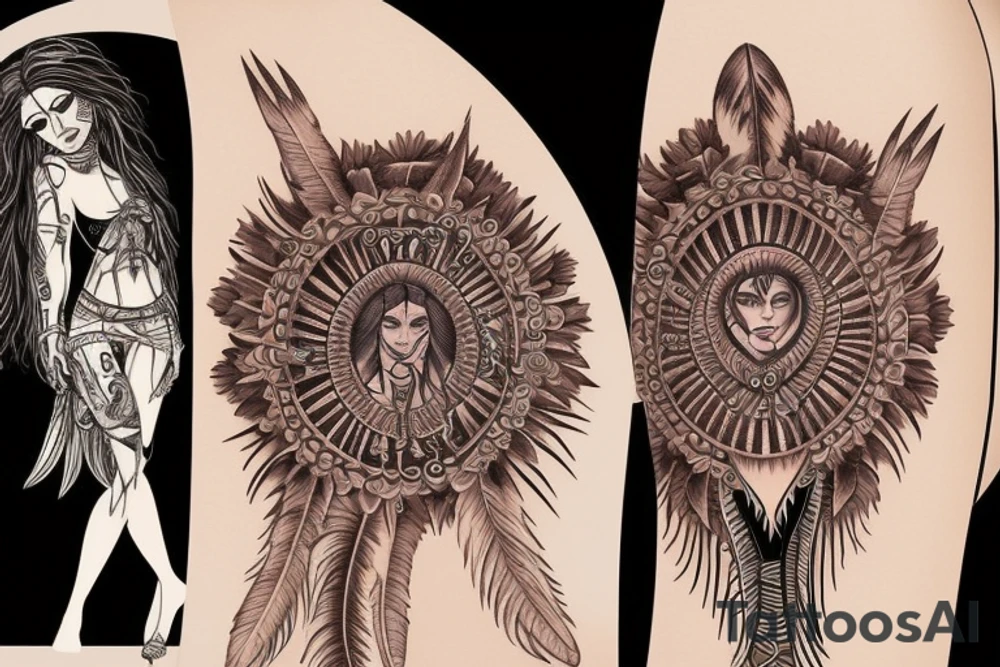 Chaos Spiritual Native American Intricate Comprehensive Detailed Elaborate female tattoo idea