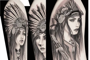 Chaos Spiritual Native American Intricate Comprehensive Detailed Elaborate female tattoo idea