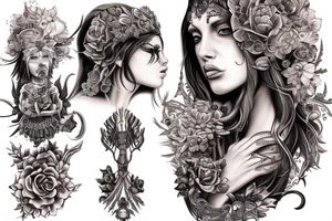 Chaos Spiritual Native
 Intricate Comprehensive Detailed Elaborate female tattoo idea