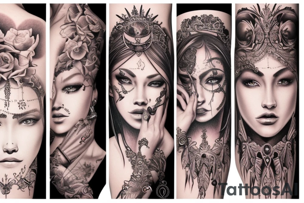 Chaos Spiritual Native
 Intricate Comprehensive Detailed Elaborate female tattoo idea
