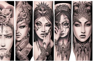 Chaos Spiritual Native
 Intricate Comprehensive Detailed Elaborate female tattoo idea