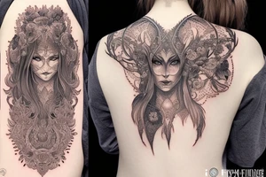 Female Elven Woman Oni Intense Elaborate Intricate Comprehensive Detailed Gorgeous Vibrant tattoo idea