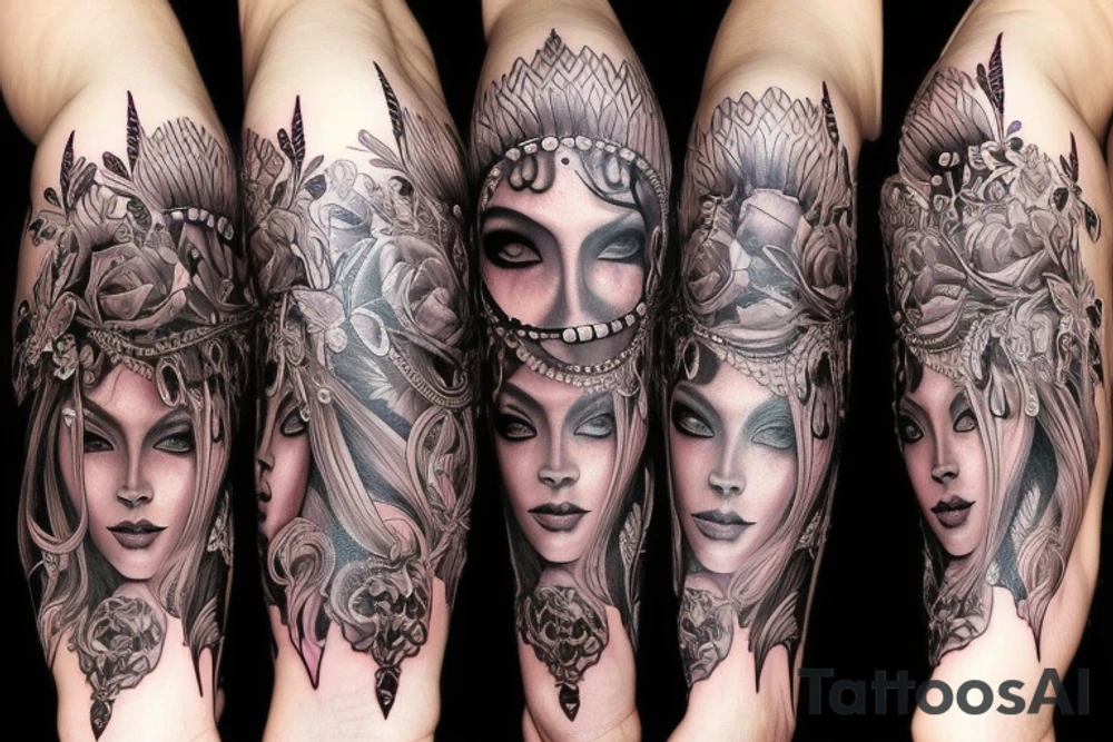 Chaos Spiritual Native
 Intricate Comprehensive Detailed Elaborate female tattoo idea