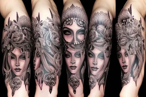 Chaos Spiritual Native
 Intricate Comprehensive Detailed Elaborate female tattoo idea