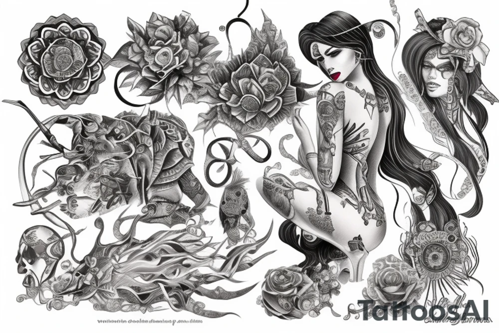 Chaos Spiritual Native
 Intricate Comprehensive Detailed Elaborate female tattoo idea