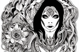Chaos Spiritual Native
 Intricate Comprehensive Detailed Elaborate female tattoo idea