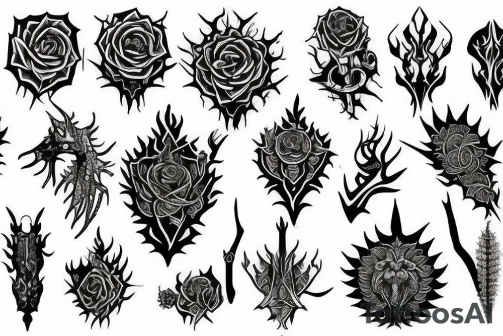 Thorns Thorns Smokey Grim Detailed Elaborate Comprehensive Intricate Ornate Vicious tattoo idea