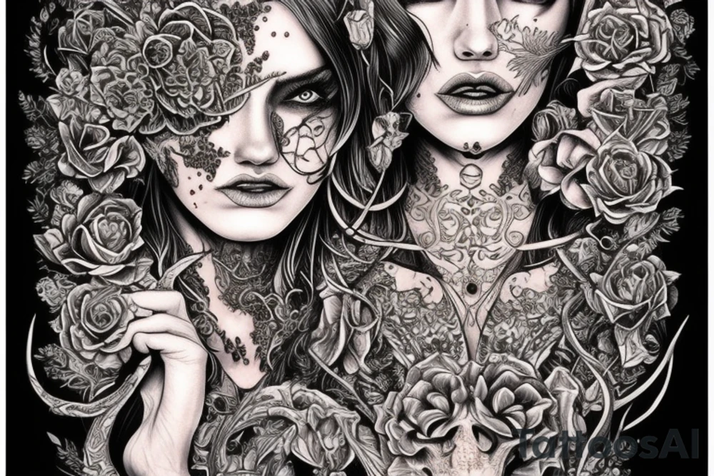 Necromancer Woman Intense Elaborate Intricate Comprehensive Detailed Gorgeous Vibrant tattoo idea
