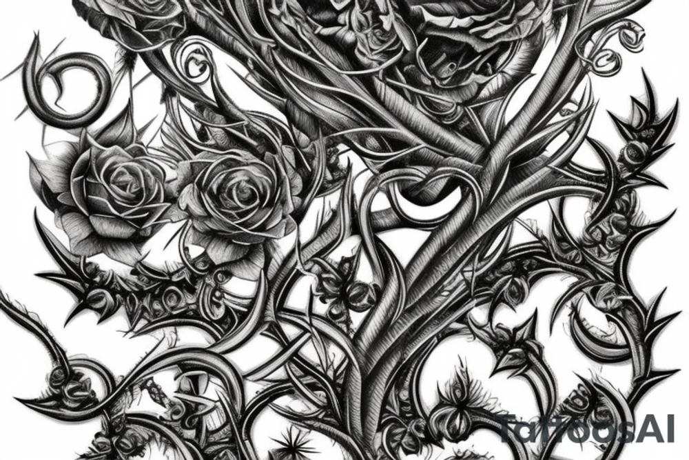 Thorns Thorns Smokey Grim Detailed Elaborate Comprehensive Intricate Ornate Vicious tattoo idea