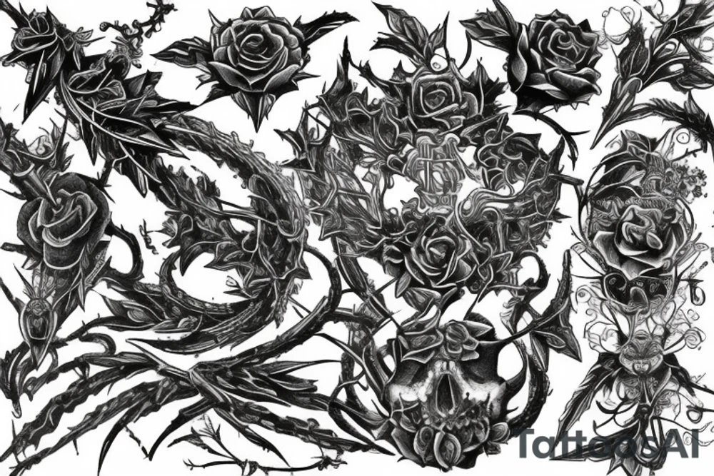 Thorns Thorns Smokey Grim Detailed Elaborate Comprehensive Intricate Ornate Vicious tattoo idea
