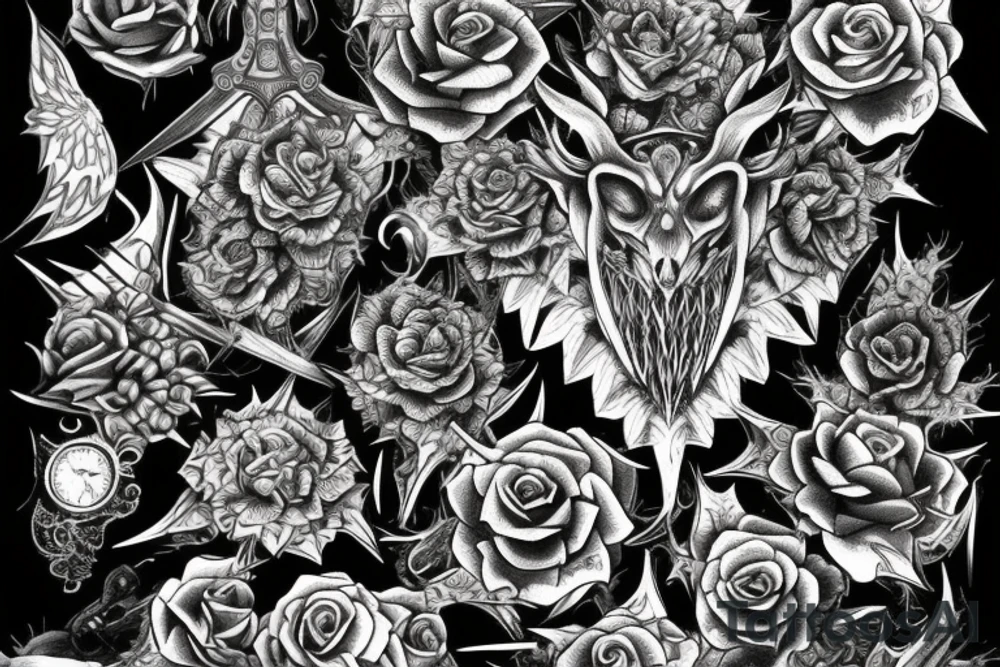 Thorns Thorns Smokey Grim Detailed Elaborate Comprehensive Intricate Ornate Vicious tattoo idea