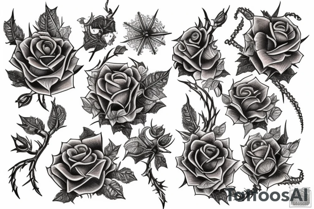 Thorns Thorns Smokey Grim Detailed Elaborate Comprehensive Intricate Ornate Vicious tattoo idea