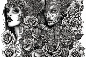 Necromancer Woman Intense Elaborate Intricate Comprehensive Detailed Gorgeous Vibrant tattoo idea