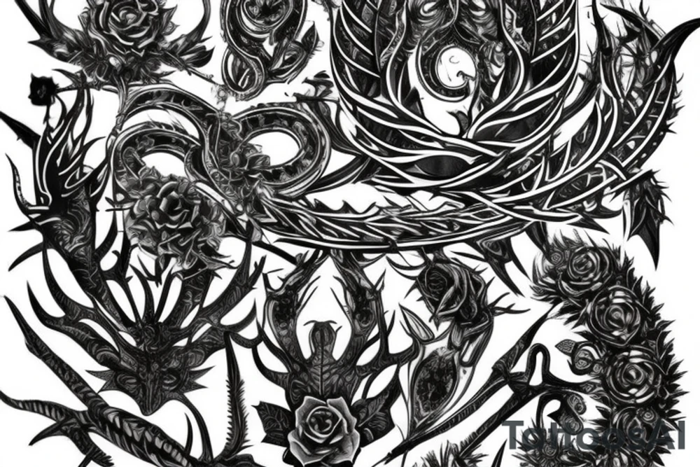 Thorns Thorns Smokey Grim Detailed Elaborate Comprehensive Intricate Ornate Vicious tattoo idea