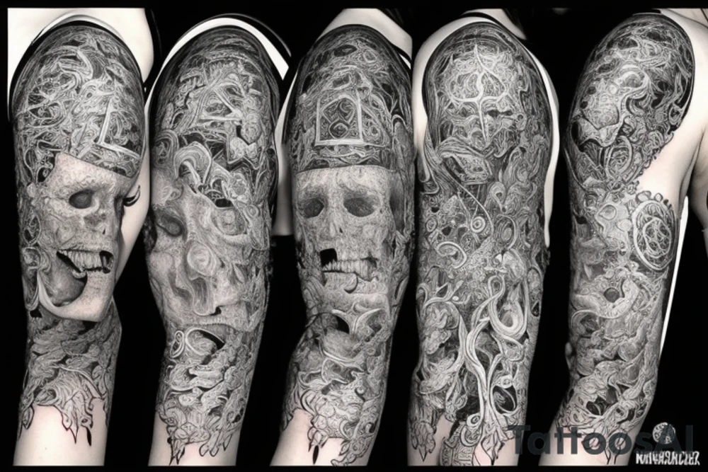 Necromancer Woman Intense Elaborate Intricate Comprehensive Detailed Gorgeous Vibrant tattoo idea