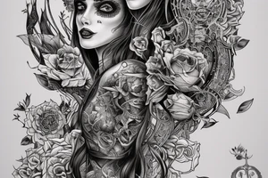 Necromancer Woman Intense Elaborate Intricate Comprehensive Detailed Gorgeous Vibrant tattoo idea