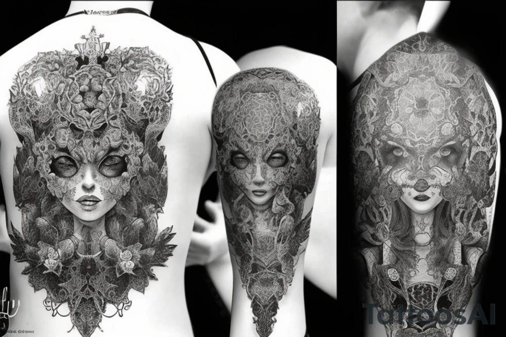 Necromancer Woman Intense Elaborate Intricate Comprehensive Detailed Gorgeous Vibrant tattoo idea