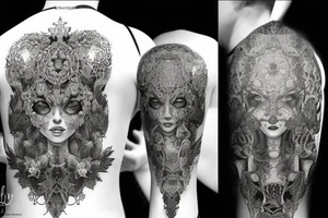 Necromancer Woman Intense Elaborate Intricate Comprehensive Detailed Gorgeous Vibrant tattoo idea
