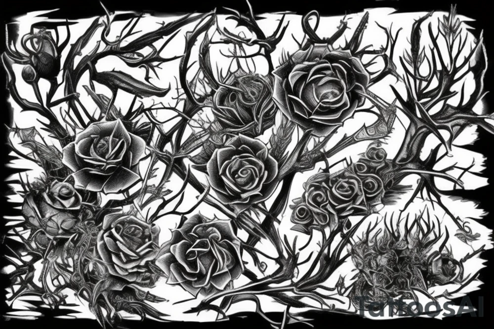 Thorns Thorns Smokey Grim Detailed Elaborate Comprehensive Intricate Ornate Vicious tattoo idea