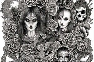 Necromancer Woman Intense Elaborate Intricate Comprehensive Detailed Gorgeous Vibrant tattoo idea