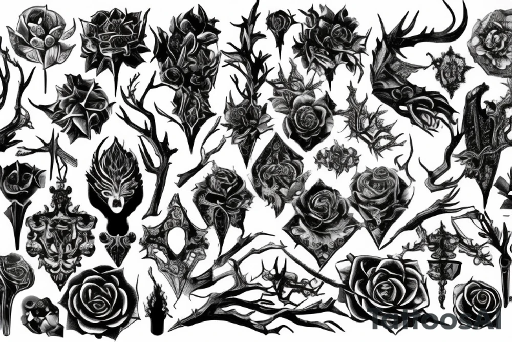 Thorns Thorns Smokey Grim Detailed Elaborate Comprehensive Intricate Ornate Vicious tattoo idea