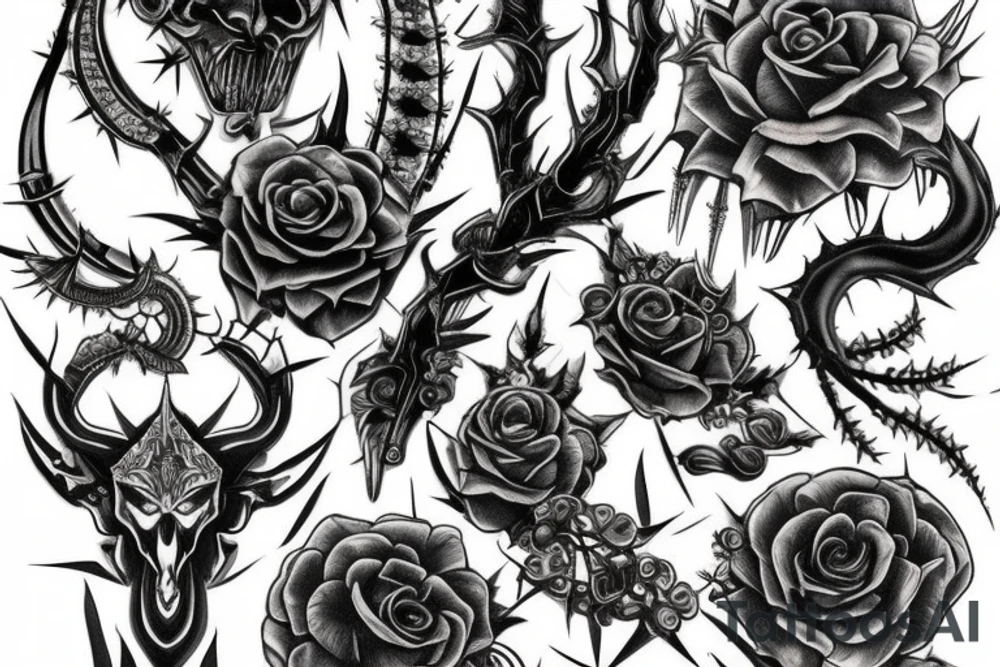 Thorns Thorns Smokey Grim Detailed Elaborate Comprehensive Intricate Ornate Vicious tattoo idea
